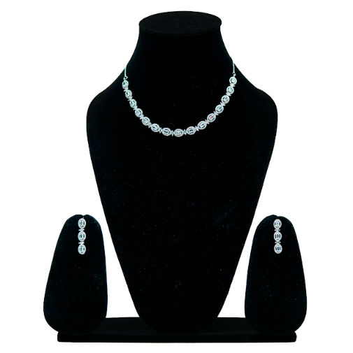 Elegant White Stone Necklace with Matching Earrings for Women